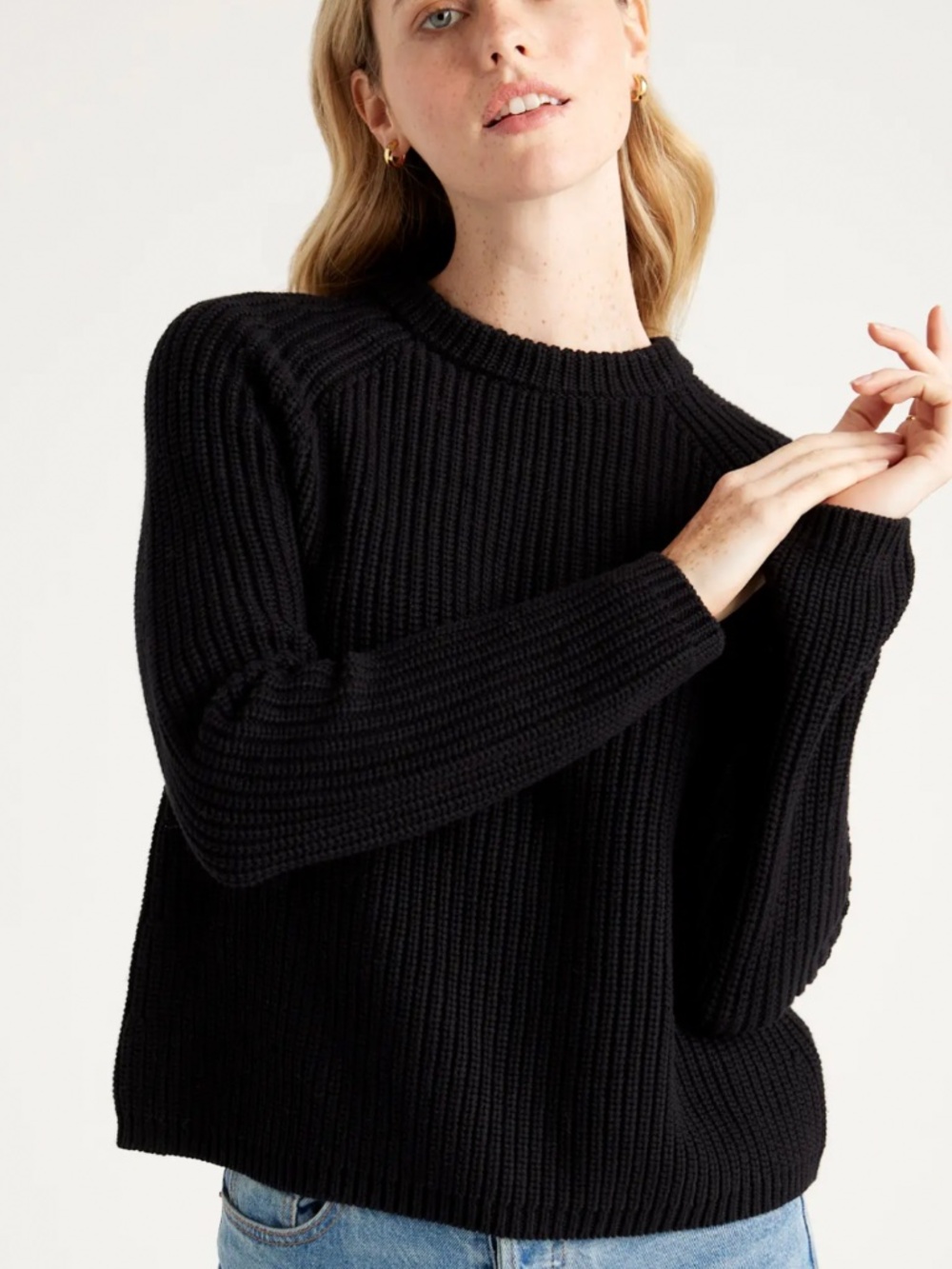 Quince Fisherman Crew Neck Organic Cotton Sweater
